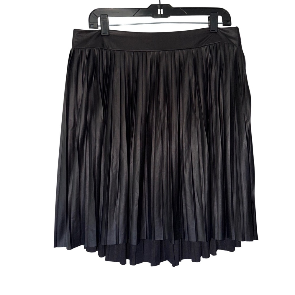 Torrid Black Faux Leather Pleated Midi Skirt Plus Size 0 Elastic Waist Accordion